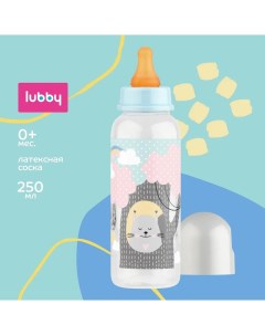 Бутылочка с латексной соской Веселые животные от 0 месяцев 250 мл цвет голубой Lubby