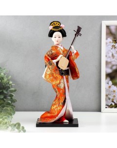 Кукла коллекционная Гейша с музыкальным инструментом 32х12 5х12 5 см Nobrand