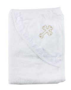 Полотенце уголок для крещения с вышивкой 100 100 см Осьминожка