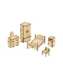 Набор деревянной мебели для кукол Спальня Лесная мастерская