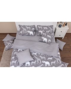 Комплект постельного белья Африка серый 1 5 спальный Хлопковый край