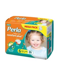 Подгузники детские Perla Mega Extra Large для малышей 15 кг 6 размер 36 шт 96000767 Perla baby