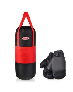 Набор для бокса груша 60х25см с перчатками Цвет красный черный ткань Оксфорд Belon