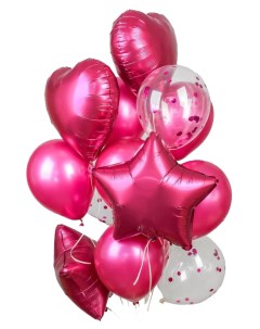 Букет из шаров Хром фольга латекс с конфетти набор 14 шт цвет розовый Sima-land