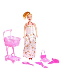 Кукла модель Синтия в супермаркете с тележкой и аксессуарами МИКС Nobrand