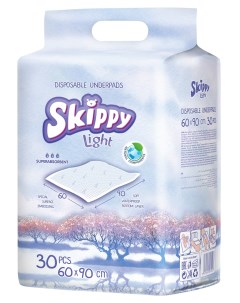 Пеленки гигиенические впитывающие одноразовые Light 60х90 30 шт Skippy