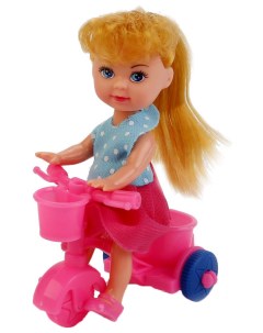 Кукла Машенька на велосипеде с двумя пони 12 см Карапуз