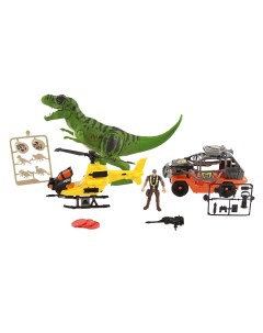 Фигурка динозавра с вертолетом Большая охота на Тираннозавра 21 см свет звук Chap mei