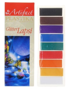 Пластика полимерная глина набор LAPSI GLITTER 9 классических цветов с блестками 180г Arti
