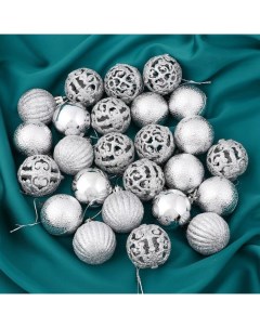 Набор шаров пластик d 4 см 35 шт Феерия серебро Bazar