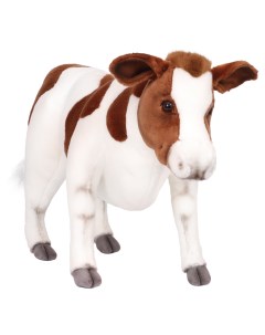 Реалистичная мягкая игрушка Корова телёнок коричнево белая 52 см Hansa creation