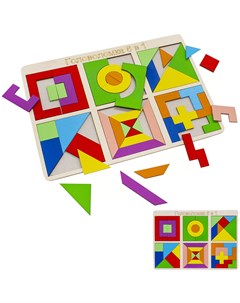 Деревянная головоломка для малышей ARBO 6 в 1 46 деталей размер 34 5 х 24 х 0 5 см Арбо