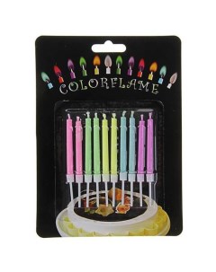 Свечи для торта с цветным пламенем 6 см время горения 7 мин 10 шт уп Ч18070 Микрос