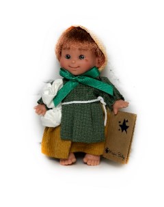 Кукла Домовёнок девочка в зеленой кофте и желтой шапочке 18 см 151 4 Lamagik
