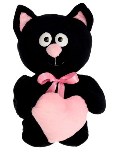 Мягкая игрушка Котик с сердцем цвет чёрный 30 см Princess love