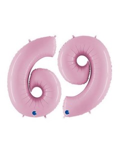 Воздушный шар Цифра 6 9 пастель pink 40 Grabo