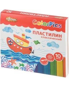 Пластилин ColorPics набор 10цв 200г со стеком 3шт №1 school