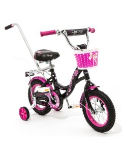 Велосипед 12 GIRL черный розовый С РУЧКОЙ ZG 1223 Zigzag