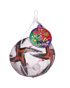 Футбольный мяч Junfa белый с оранжево черными звездами 22 23 см Junfa toys
