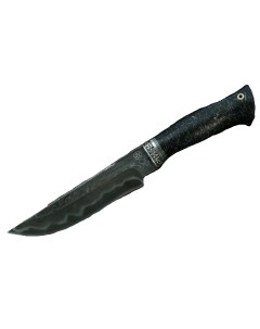 Нож Тайга ламинированный дамаск мельхиор черный акрил Lemax