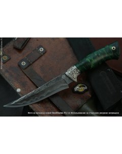 Нож Охотник ламинированный дамаск мельхиор стабилизированная карелка Lemax