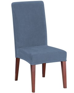 Чехол на стул с высокой спинкой Бруклин Премьер серо синий Виктория хоум декор