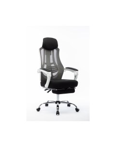 Кресло офисное 007 NEW black white plastic белый пластик черная ткань черная Norden