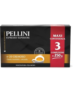 Кофе молотый Cremoso 20 Espresso Superiore 250 г х 3 шт Pellini