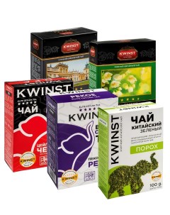 Чай набор черного и зеленого 5 шт по 100 г Kwinst