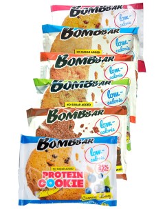 Протеиновое печенье Protein Cookie ассорти всех вкусов 6шт по 40г Bombbar