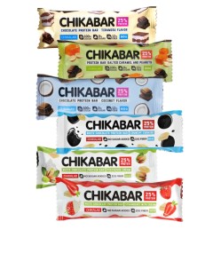 Батончик CHIKABAR с начинкой ассорти всех вкусов 6шт по 60г Bombbar