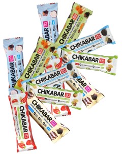 Батончик с начинкой CHIKABAR ассорти всех вкусов 12шт по 60г Bombbar