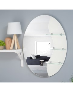 Зеркало настенное с пескоструйной графикой с полочками 60x80 см Фабрика мебели