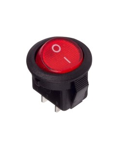 Выключатель клавишный круглый 250V 3А 2с ON OFF красный Micro 10 шт Rexant