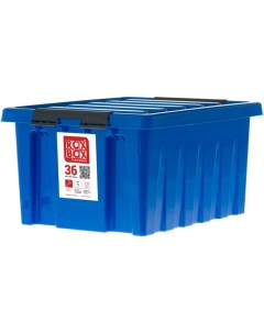 Ящик п п 500х390х250 мм с крышкой и клипсами синий 18707 Rox box