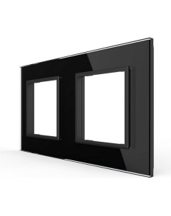 Рамка для розетки 2 поста цвет черный стекло BB C7 SR SR 12 Livolo