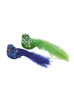 Набор елочных игрушек Птичка с перьями и стразами Е80713 5 см 2 шт в ассортименте Snowmen