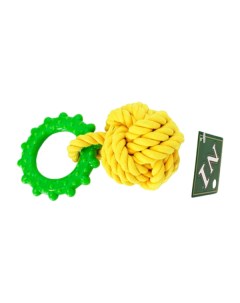 Игрушка для собак Грейфер узел с кольцом желто зеленый 16 см N1