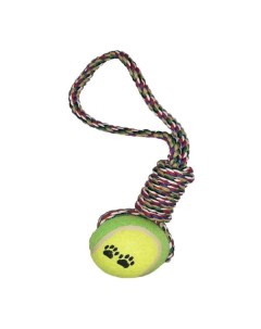 Игрушка для собак Мяч на канате разноцветный текстиль 32 см Ripoma
