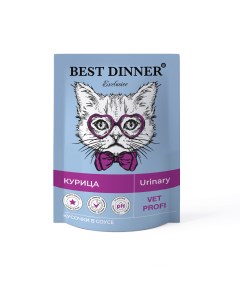 Влажный корм для кошек Exclusive Vet Profi Urinary курица 24шт по 85г Best dinner