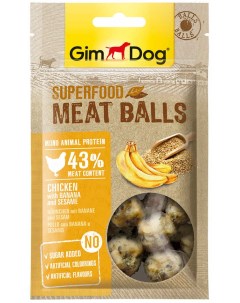Лакомство для собак Superfood Meat Balls из курицы с бананом и кунжутом 70г Gimdog