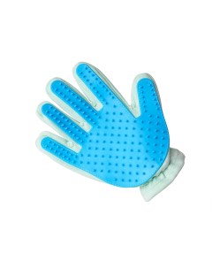 Перчатка для вычесывания шерсти животных пуходерка голубая Играй гуляй