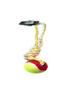 Игрушка для собак Мяч на канате разноцветный текстиль Ripoma