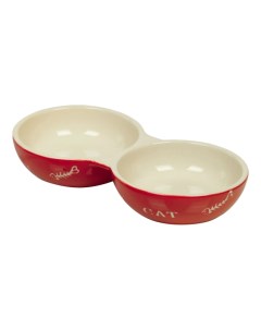 Двойная миска для кошек керамика красный белый 2 шт по 0 26 л Nobby