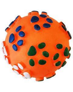 Игрушка пищалка для собак Мячик Лапки оранжевая 7 см Ripoma