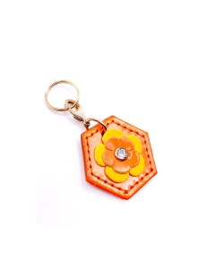 Кожаный адресник брелок цветочек оранжевый Japan premium pet