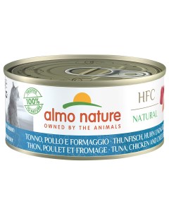 Консервы для кошек CAT HFC NATURAL с курицей тунцом и сыром 150г Almo nature