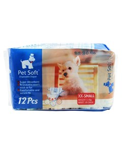 Подгузники для собак одноразовые Diaper 12 штук XXS Pet soft