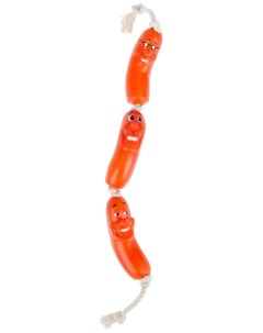 Жевательная игрушка для собак Сосиска на веревке оранжевый 75 см Зооник