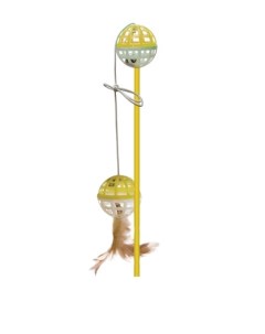 Дразнилка для кошек Удочка с мячом забавой и пером пластик в ассортименте 37 см Зооник